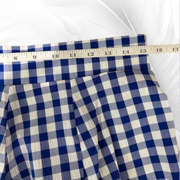 Gingham Maxi Skirt High Waist A-Line with Pockets - Picture 7 of 7